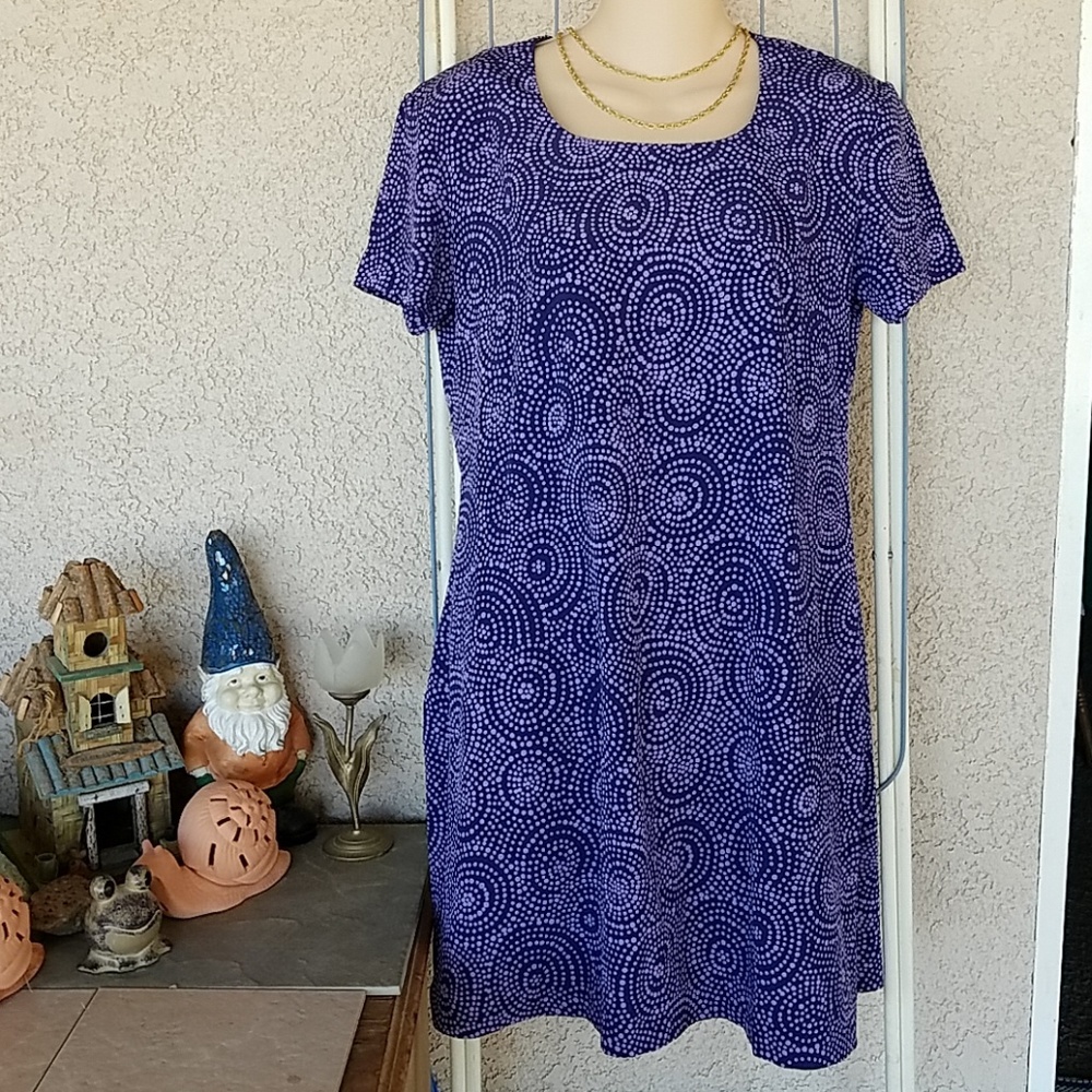 Express Purple Dot Madness Modest DRESS  3 4